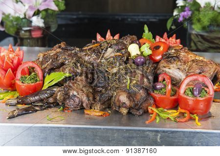 Roast Beef At A Restaurant Buffet Carvery