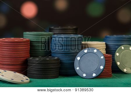 Poker chips on black