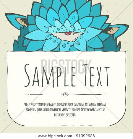 Cute doodle cartoon monster greeteng or invitation card with place for your text.
