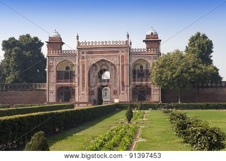 Gate to Itmad-Ud-Daulah's Tomb (Baby Taj) at Agra Uttar Pradesh India