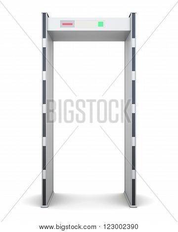 Frame of the metal detector isolated on white background. Front view. 3d rendering.