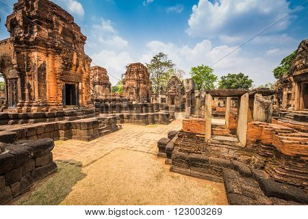 Prasat Muang Tam historical park is Castle Rock old Architecture about a thousand years ago at Buriram Province,Thailand