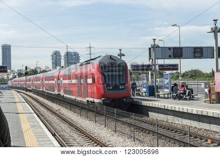 Tel Aviv, Israrl- February 25, 2016 : Tel Aviv University Railway Station. one of the main central train stations of Tel Aviv.