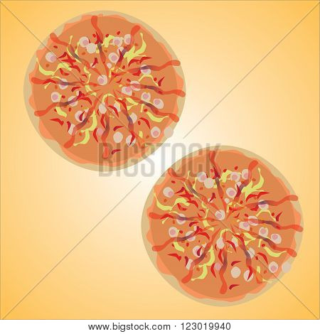 PIZZA TASTY In soft colors with pereps and tomato