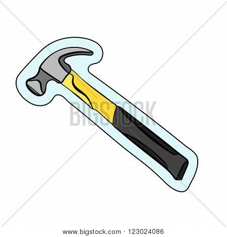 This is an yellow hammer on white background sticker
