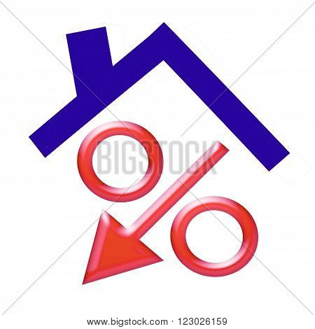 Red percent under the roof (down arrow ) hause