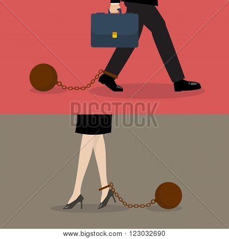 Business man and business woman with weight burden. Business concept