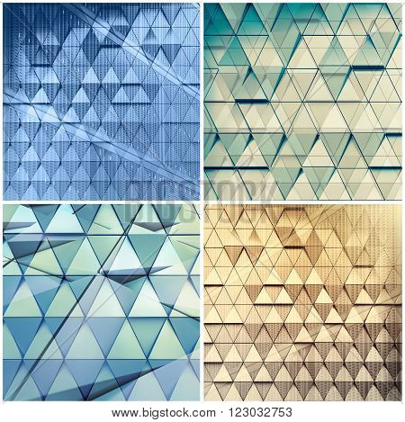 Abstract set colorfull architectural backgrounds with triangles