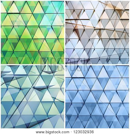 Abstract set colorfull architectural backgrounds with triangles