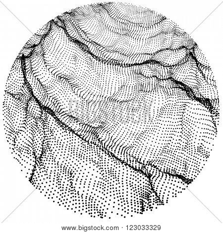 Wave Grid Background. 3d Abstract Vector Illustration. Ripple Grid. Cyberspace Grid. 3D Technology Style. Illustration with Dots. Network Design with Particle. 