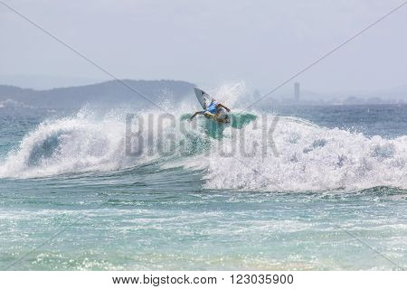 GOLD COAST, AUSTRALIA - MARCH 12 2016: Tatiana Weston-Webb (HAW) competing in the Roxy Pro at Snapper Rocks Coolangatta