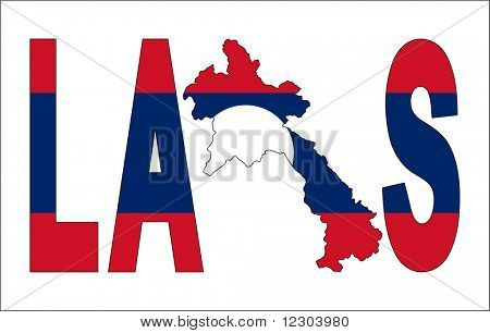 Лаос текст с картой на флаг иллюстрации