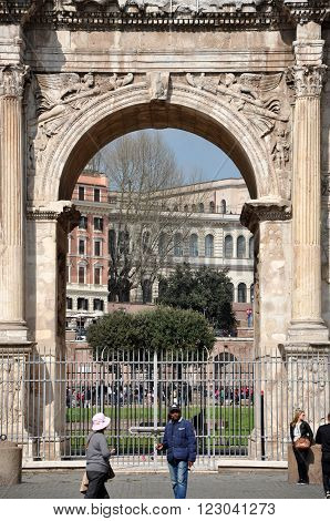 Arch Of Constantine Near The Colosseum In Rome, Italy