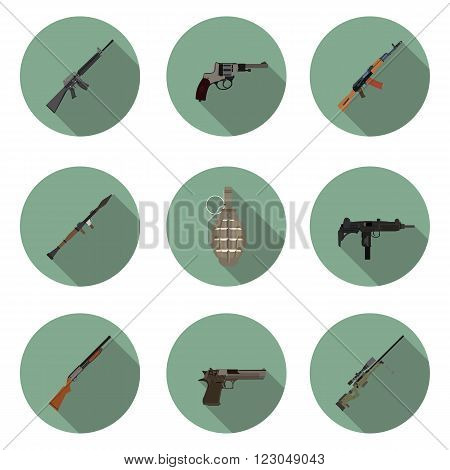 flat icons set weapons in vector format eps10