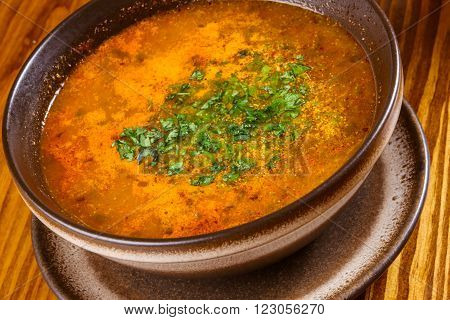 Kharcho. Spicy Georgian meat and vegetable soup
