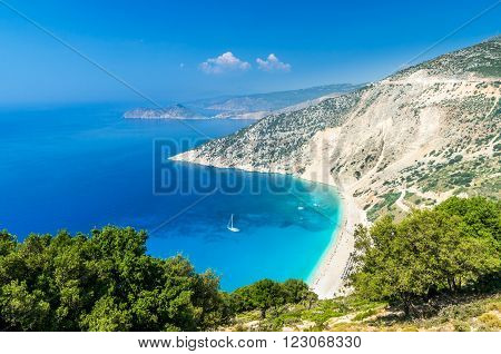 Myrtos beach, Kefalonia Island, Greece. Mirtos bay