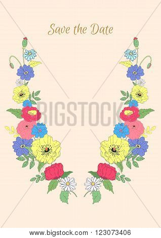 Greeting card invitation banner. Frame for your text with floral background. Vector illustration.
