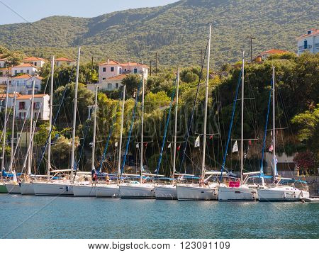 Sail Boats In A Greek Island