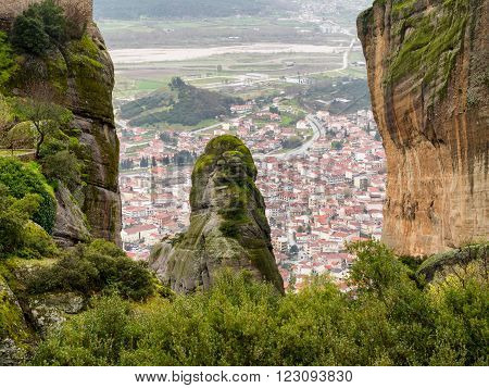 Kalabaka Town Under Meteora In Greece