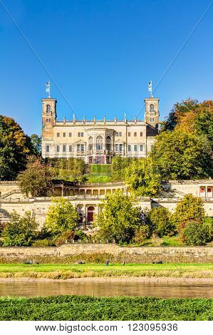 Albrechtsberg Castle in Dresden a part from the three Elbe river hillside castles