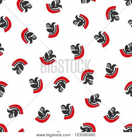 Rome Helmet vector seamless repeatable pattern. Style is flat red and dark gray rome helmet symbols on a white background.