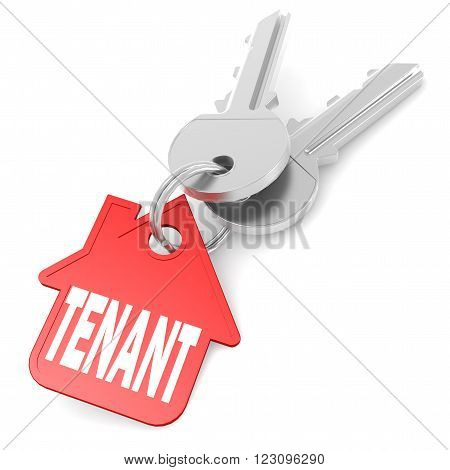 Keychain with tenant word image. 3D rendering