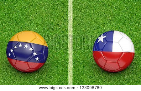 Qualifier preliminary football match between country teams Venezuela and Chile