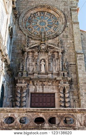 Facade elements and main entrance of the Church of Saint Francis Porto. Portugal