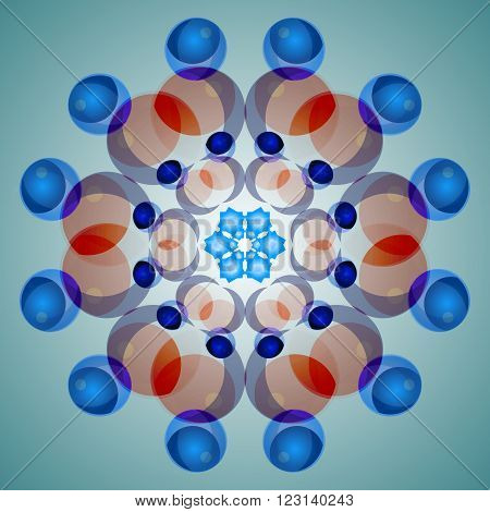 Fractal Pattern Abstract  in soft red blue colors