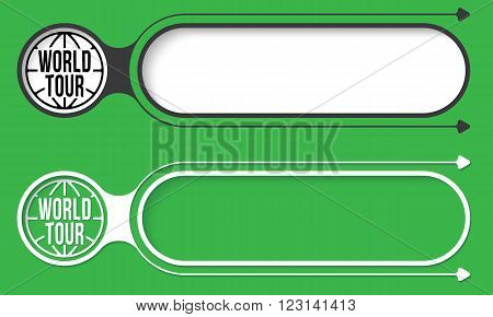 Two abstract buttons with arrows and globe icon