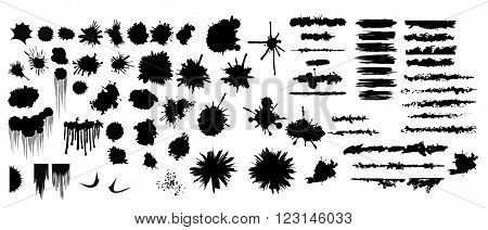 Vector set of brush stroke and blots in EPS 8 format