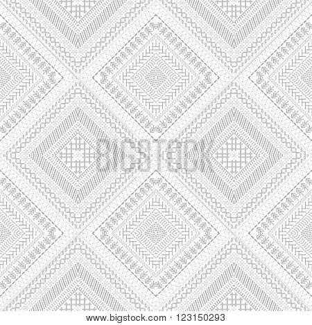 Seamless White Ethnic Pattern.