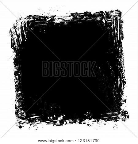 Square frame of hand-drawn white stains flourishes and blots on blackboard background. There is place for your text on black area.