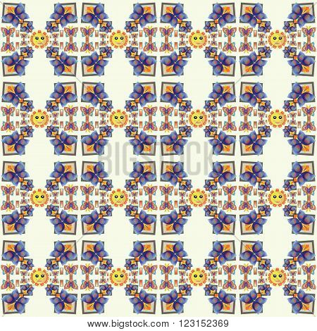 Smile Butterfly  Pattern with smile sunny in soft colors