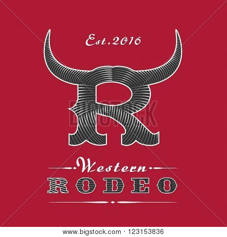 Rodeo vector logo template for event company product bar etc. Vibrant colors. Amercian Wild West sign