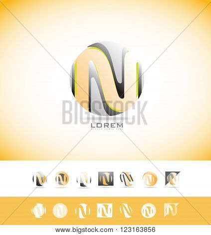 Vector company logo icon element template alphabet letter n 3d sphere circle games media globe round