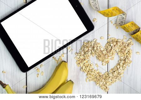 Breakfast with oatmeal. Healthy breakfast / Oatmeal with banana