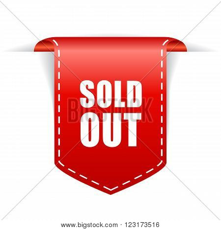 Sold out ribbon isolated on white background