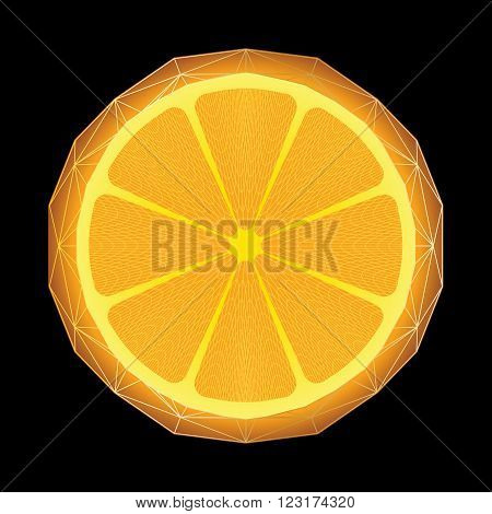 Vector illustration of stylized orange with triangle polygon structure