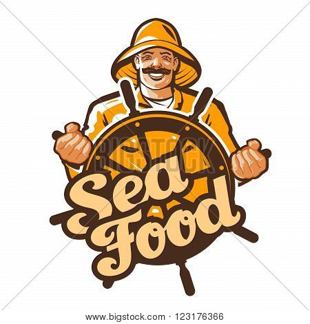 fisheries and ships wheel isolated on a white background. vector illustration