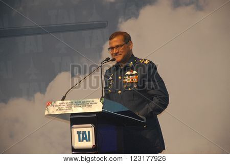 ANKARA/TURKEY-SEPTEMBER 2, 2014: Pakistan Air Force's Air Marshal Sohail Aman at the TAI during the ceremony of 