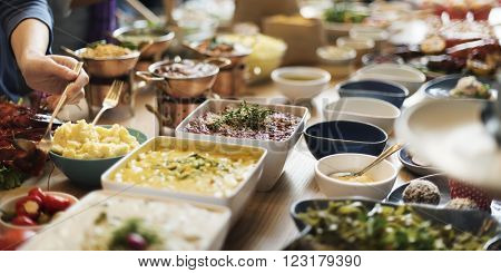 Food Buffet Catering Dining Eating Party Sharing Concept