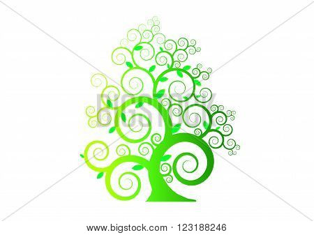 the pattern green tree with leaf on white background vector illustrationimage