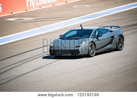 Sochi Russia - May 11 2015: Training races of Lamborghini on the autodrom.