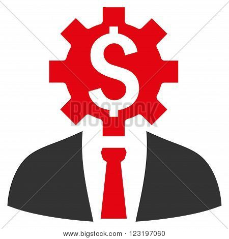 Office Worker vector icon. Style is flat symbol, red color, white background.