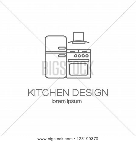Kitchen design line icon web logotype design templates. Modern easy to edit logo template. Vector logo design series.