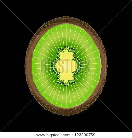 Stylized kiwi fruit with triangle polygon structure. Vector illustration