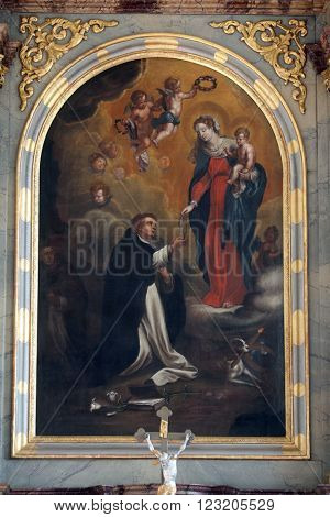 PRIMISWEILER, GERMANY - OCTOBER 20: Altar of Our Lady of the Rosary in church of St. Clement in Primisweiler, Germany on October 20, 2014.