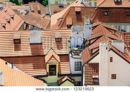 Top view on historical center of Prague Czech Republic Europe