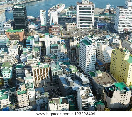 Busan, South Korea - November 28, 2015: Busan view of city Busan from 